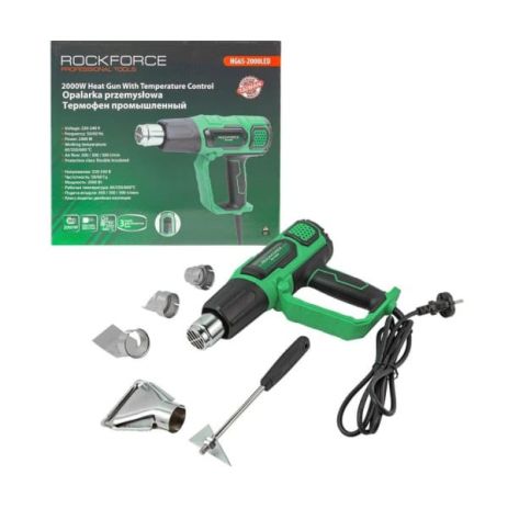 Фен строительный (220-240V, 2000W, max – 600С°) Rockforce RF-HG65-2000LED