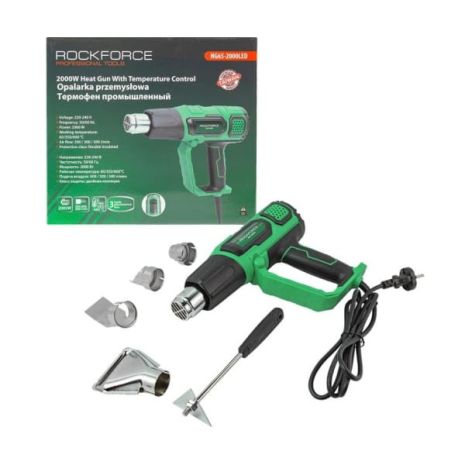 Фен будівельний (220-240V, 2000W, max - 600С °) Rockforce RF-HG65-2000LED Фен будівельний (220-240V, 2000W, max - 600С °) Rockforce RF-HG65-2000LED