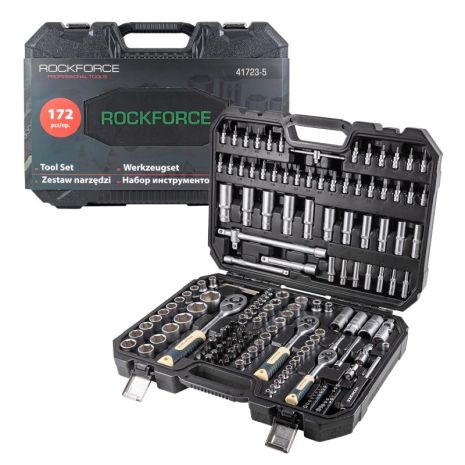 Набір інструментів 172 предмети 1/4", 3/8", 1/2" (6гр.) (4-32мм) ROCKFORCE RF-41723-5 Набір інструментів 172 предмети 1/4", 3/8", 1/2" (6гр.) (4-32мм) ROCKFORCE RF-41723-5