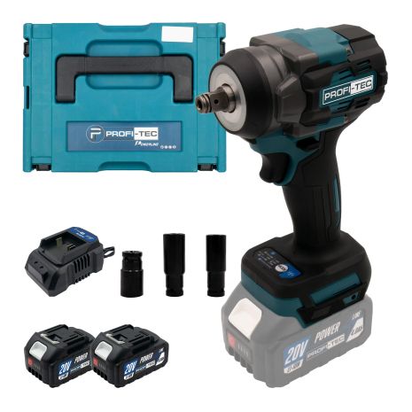 Акумуляторний гайковерт PROFI-TEC PTW502 (20 В, 400 Нм, 1/2′′) (2 х PT2040MP (4.0Аг), зарядний пристрій, кейс) Акумуляторний гайковерт PROFI-TEC PTW502 (20 В, 400 Нм, 1/2′′) (2 х PT2040MP (4.0Аг), зарядний пристрій, кейс)