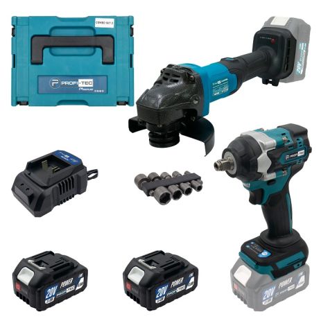 Аккумуляторный набор инструментов PROFI-TEC Combo Set 2/7 POWERLine (DGA201BL, DTW500BL) (2×PT2040MP (4.0 Ач), зарядное устройство) Аккумуляторный набор инструментов PROFI-TEC Combo Set 2/7 POWERLine (DGA201BL, DTW500BL) (2×PT2040MP (4.0 Ач), зарядное устройство)