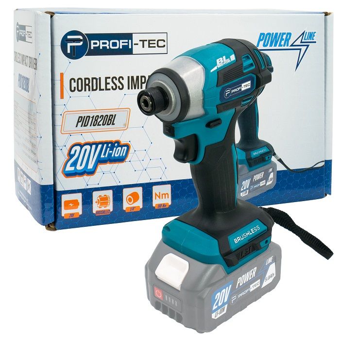 Аккумуляторный импульсный винтоверт PROFI-TEC PID1820BL POWERLine (180 Нм. набор бит, 2×PT2020MP (2.0 Ач), зарядное устройство) Аккумуляторный импульсный винтоверт PROFI-TEC PID1820BL POWERLine (180 Нм. набор бит, 2×PT2020MP (2.0 Ач), зарядное устройство)
