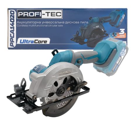 Аккумуляторная универсальная дисковая пила ROFI-TEC PPCA14020 UltraCore (20 В, бесщеточный двигатель, диск 140 мм, пропил 52 мм, 6600 об/мин) без АКБ и ЗУ, коробка