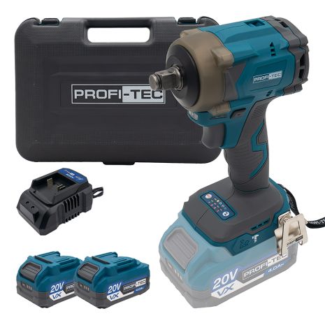 Акумуляторний гайковерт PROFI-TEC PPTW4520 POWERLine (20 В, безщітковий двигун, 400 Нм, хвостовик 1/2″,2×PT2040VX (4.0 Аг), зарядний пристрій) Акумуляторний гайковерт PROFI-TEC PPTW4520 POWERLine (20 В, безщітковий двигун, 400 Нм, хвостовик 1/2″,2×PT2040VX (4.0 Аг), зарядний пристрій)