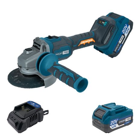 Акумуляторна кутошліфувальна машина (болгарка) PROFI-TEC PPGA203 UltraCore (1×PT2040VX (4.0 Аг), зарядний пристрій) Акумуляторна кутошліфувальна машина (болгарка) PROFI-TEC PPGA203 UltraCore (1×PT2040VX (4.0 Аг), зарядний пристрій)