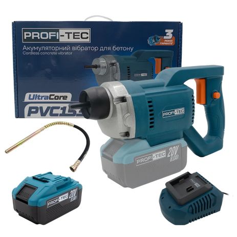 Аккумуляторный вибратор для бетона PROFI-TEC PCV1535 (1×PT2080EP (8.0 Ач), зарядное устройство) Аккумуляторный вибратор для бетона PROFI-TEC PCV1535 (1×PT2080EP (8.0 Ач), зарядное устройство)