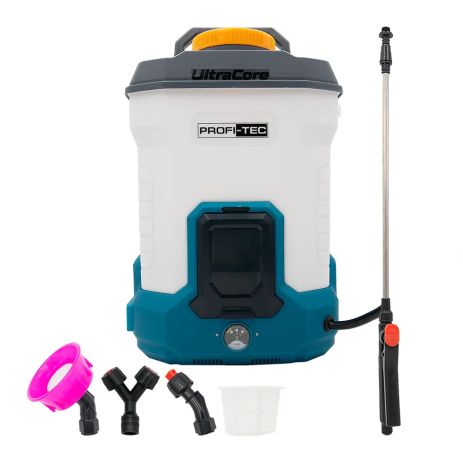 Акумуляторний обприскувач PROFI-TEC PS-12L/20V (20 В, бак 12 л, тиск 4.0 бар, 2.9 л/хв) без АКБ та ЗП, насадки, коробка