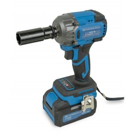 Акумуляторний ударний гайковерт Kraissmann KRAISSMANN 1103 ASS-BL 20/2 MP (крутний момент 650 Нм, дві АКБ по 4000 мАг, зарядний пристрій, набір головок, перехідники для свердлильного патрону та біт, кейс) Акумуляторний ударний гайковерт Kraissmann KRAISSMANN 1103 ASS-BL 20/2 MP (крутний момент 650 Нм, дві АКБ по 4000 мАг, зарядний пристрій, набір головок, перехідники для свердлильного патрону та біт, кейс)
