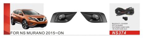 Фари дод. модель Nissan Murano 2015-18/NS-374/H11-12V55W/eл.проводка