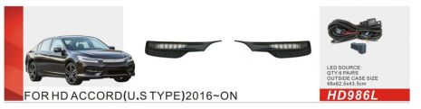 Фари дод. модель Honda Accord/2016-17/HD-986L/U.S TYPE/ел.проводка