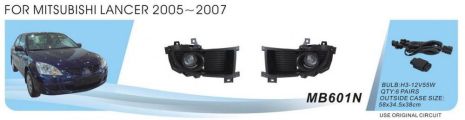 Фари дод. модель Mitsubishi Lancer 2005-07/MB-601N/H3-12V55W/ел.проводка