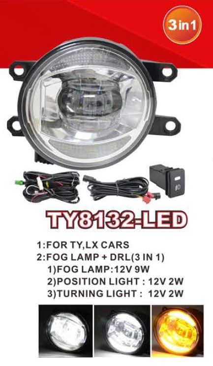 Фари дод. модель Toyota Cars/TY-8132L/FOG-12V9W900Lm+DRL-2W+Turn-2W/eл.проводка