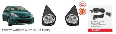 Фари дод. модель Toyota Yaris 2014-17/TY-645A/H11-12V55W/eл.проводка