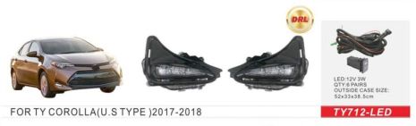 Фари дод. модель Toyota Corolla 2017-19/U.S Type/TY-712L/DRL-12V3W/eл.проводка