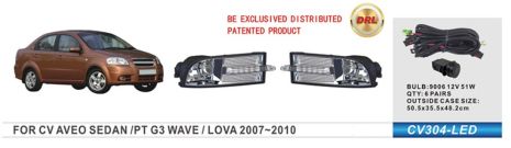 Фари дод. модель Chevrolet Aveo Sedan II/2006-12/CV-304L/9006-12V51W+LED-2W/FOG+DRL/eл.проводка Фари дод. модель Chevrolet Aveo Sedan II/2006-12/CV-304L/9006-12V51W+LED-2W/FOG+DRL/eл.проводка