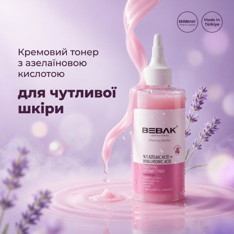 Успокаивающий тонер Bebak Pharma с азелаиновой кислотой для чувствительной кожи, 200 мл