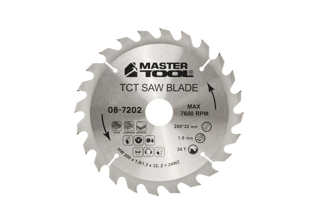 Пиляльний круг по дереву MASTERTOOL 08-7202 (200х32х24T) з карбідними зубцями та перехідниками 32-30/32-25.4 Пиляльний круг по дереву MASTERTOOL 08-7202 (200х32х24T) з карбідними зубцями та перехідниками 32-30/32-25.4