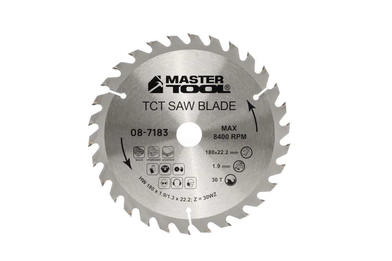 Твердосплавний пиляльний диск по дереву MASTERTOOL 08-7183 (180х22.2 мм, 30 зубів) з перехідником 22.2-20 Твердосплавний пиляльний диск по дереву MASTERTOOL 08-7183 (180х22.2 мм, 30 зубів) з перехідником 22.2-20