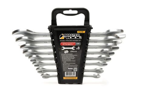 Ключи рожковые SATIN FINISH набор 8 шт (6–20/22 мм) CrV DIN 3110 MASTERTOOL 70-2108