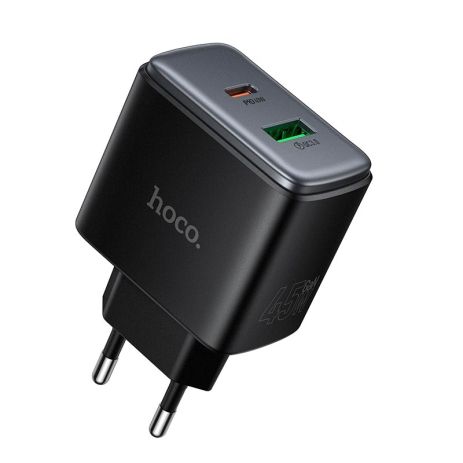 Сетевое зарядное устройство Hoco C158A USB/ Type-C PD 45W black