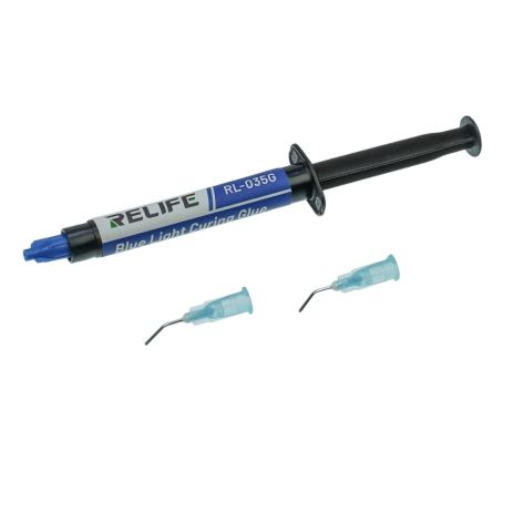 Клей UV Relife RL-035G Blue light glue, для фиксации линз и компонентов камеры, в шприце, 3 ml Клей UV Relife RL-035G Blue light glue, для фиксации линз и компонентов камеры, в шприце, 3 ml