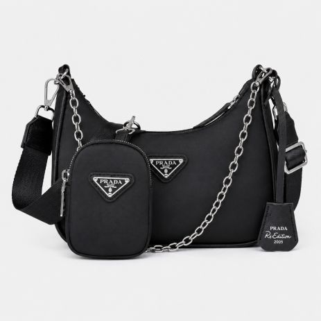 Женская сумка Prada хобо черная Женская сумка Prada хобо черная