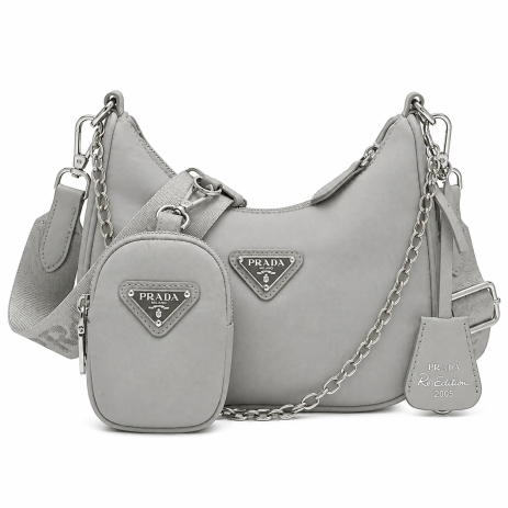 Женская сумка Prada хобо серая Женская сумка Prada хобо серая