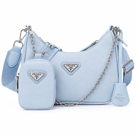 Женская сумка Prada хобо голубая Женская сумка Prada хобо голубая