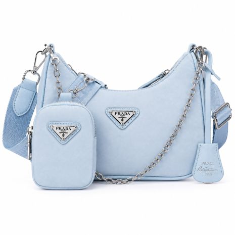 Женская сумка Prada хобо голубая