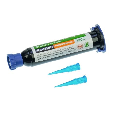 Клей UV Relife RL-035D, для ремонта рамок, прозрачный, в шприце, 10 ml Клей UV Relife RL-035D, для ремонта рамок, прозрачный, в шприце, 10 ml