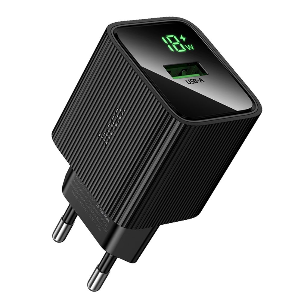 Сетевое зарядное устройство Hoco CS81A USB QC с дисплеем black Сетевое зарядное устройство Hoco CS81A USB QC с дисплеем black