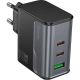 Сетевое зарядное устройство Hoco CS75A USB/ 2 Type-C PD 70W midnight black Сетевое зарядное устройство Hoco CS75A USB/ 2 Type-C PD 70W midnight black