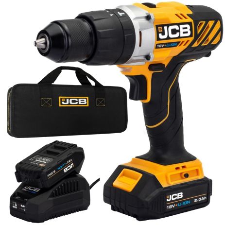 Дрель-шуруповерт аккумуляторная (JCB-18CD-B-E) 18V, max 45Nm в комплекте с зарядным устройством (JCB-18VFC-E) 2.4A и батареей аккум(JCB-20LI-E) 2.0AH JCB-18CD-2XB-E Дрель-шуруповерт аккумуляторная (JCB-18CD-B-E) 18V, max 45Nm в комплекте с зарядным устройством (JCB-18VFC-E) 2.4A и батареей аккум(JCB-20LI-E) 2.0AH JCB-18CD-2XB-E