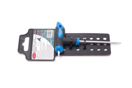 Т-образный TORX ключ с резиновой рукояткой T10х75мм в держателе, ROCKFORCE RF-76710G