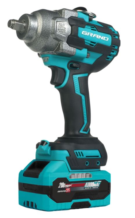 Аккумуляторный гайковерт Grand АГ-1100UBL-1 (Бесщеточный двигатель), 1шт АКБ-20/4Ач, 0-3400 об/мин, 0-2400 уд/мин, 1100Н/м, кейс