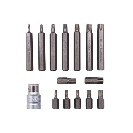 Набор бит TORX с битодержателем,15 предметов 1/2"(L: 30/75мм; Т20,Т25,Т30,Т40,Т45,Т50,Т55), в металлическом кейсе ROCKFORCE RF-4156