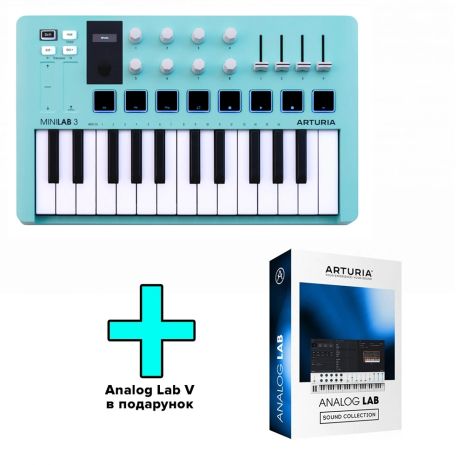 MIDI-клавиатура Arturia MiniLab 3 (Aquamarine) + Arturia Analog Lab V