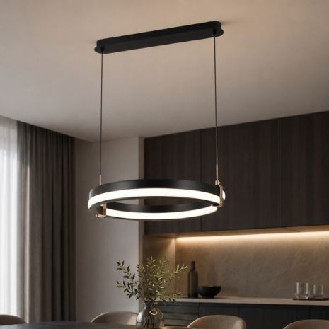 Підвісна LED-люстра VALESO G 2919/500D 108W, з пультом затемнення чорна+золота