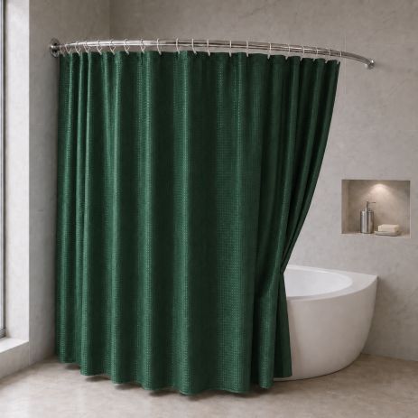 Шторка для ванної широка 240x180 см однотонна темно-зелена 5314/darkgreen