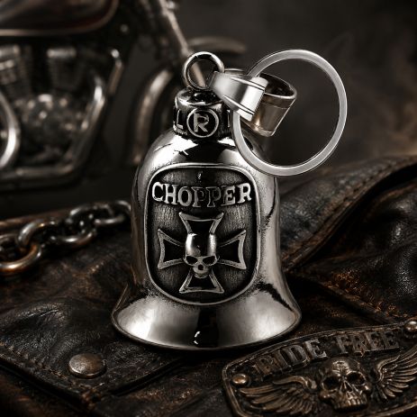 Мотоциклетный колокольчик удачи Chopper чоппер с крестом и черепом счастливый звонок брелок для байкеров Мотоциклетный колокольчик удачи Chopper чоппер с крестом и черепом счастливый звонок брелок для байкеров