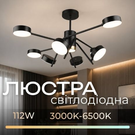 Акриловая светодиодная люстра Sirius B N4182/8 112W BK Акриловая светодиодная люстра Sirius B N4182/8 112W BK