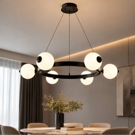 Підвісна LED-люстра VALESO G 2916/6 120W чорного кольору, 3000K-6500K, з пультом 2.4G для затемнення