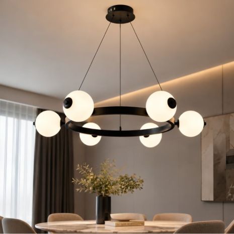 Підвісна LED-люстра VALESO G 2916/6 120W чорного кольору, 3000K-6500K, з пультом 2.4G для затемнення