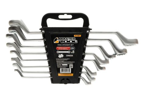 Ключи накидные SATIN FINISH набор 8 шт (6–20/22 мм) CrV DIN 838 MASTERTOOL 72-3108