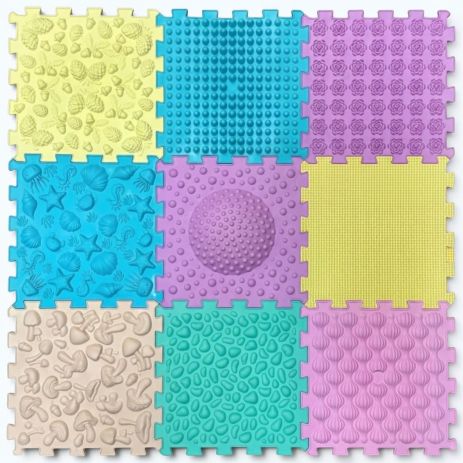 Массажный коврик для стоп Ortek Пазлы Микс Pastel 9 пазлов, пастельные цвета (13115) Массажный коврик для стоп Ortek Пазлы Микс Pastel 9 пазлов, пастельные цвета (13115)