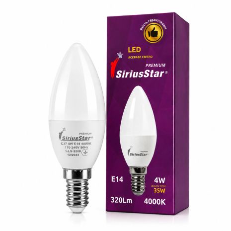Світлодіодна лампа Sirius 3208 С37 4W-4000K-E14 енергоефективна