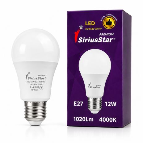 Лампа світлодіодна SIRIUSSTAR 3104 А60 12W-4000K-E27