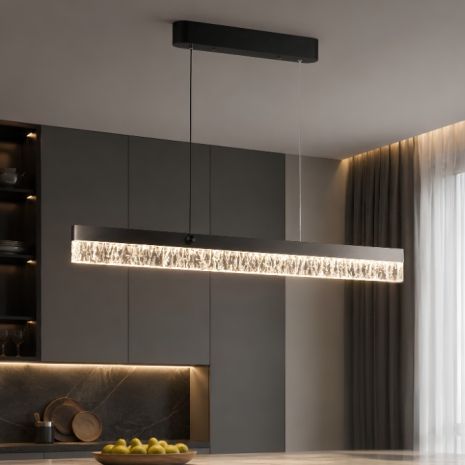 Подвесная светодиодная люстра VALESO YH1362/80W, LED 40W, линейная, черный+серый
