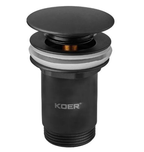 Донний клапан для раковини без переливу автоматичний KOER PW-08-05 1 1/4'' (СLICK-СLACK) (Колір чорний) Донний клапан для раковини без переливу автоматичний KOER PW-08-05 1 1/4'' (СLICK-СLACK) (Колір чорний)