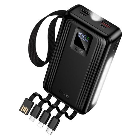 УМБ HOCO Jingyao Power Bank dual lighting чотири cables J173 (20000mAh) | 2C/2A, PD/QC, 22.5W/3A| black